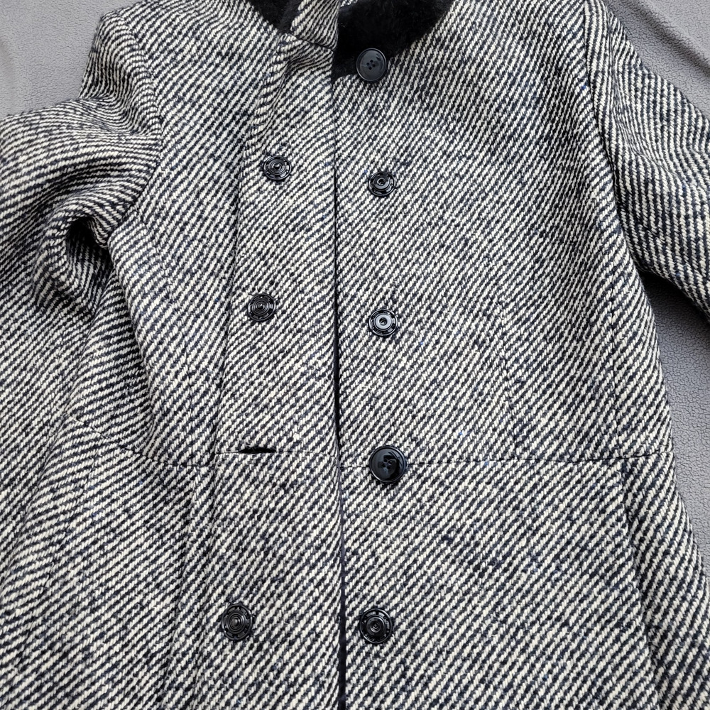 Cinzia Rocca Wool Coat Black Striped Size 8 Speckles Elegant Dinner in the City - Picture 6 of 16